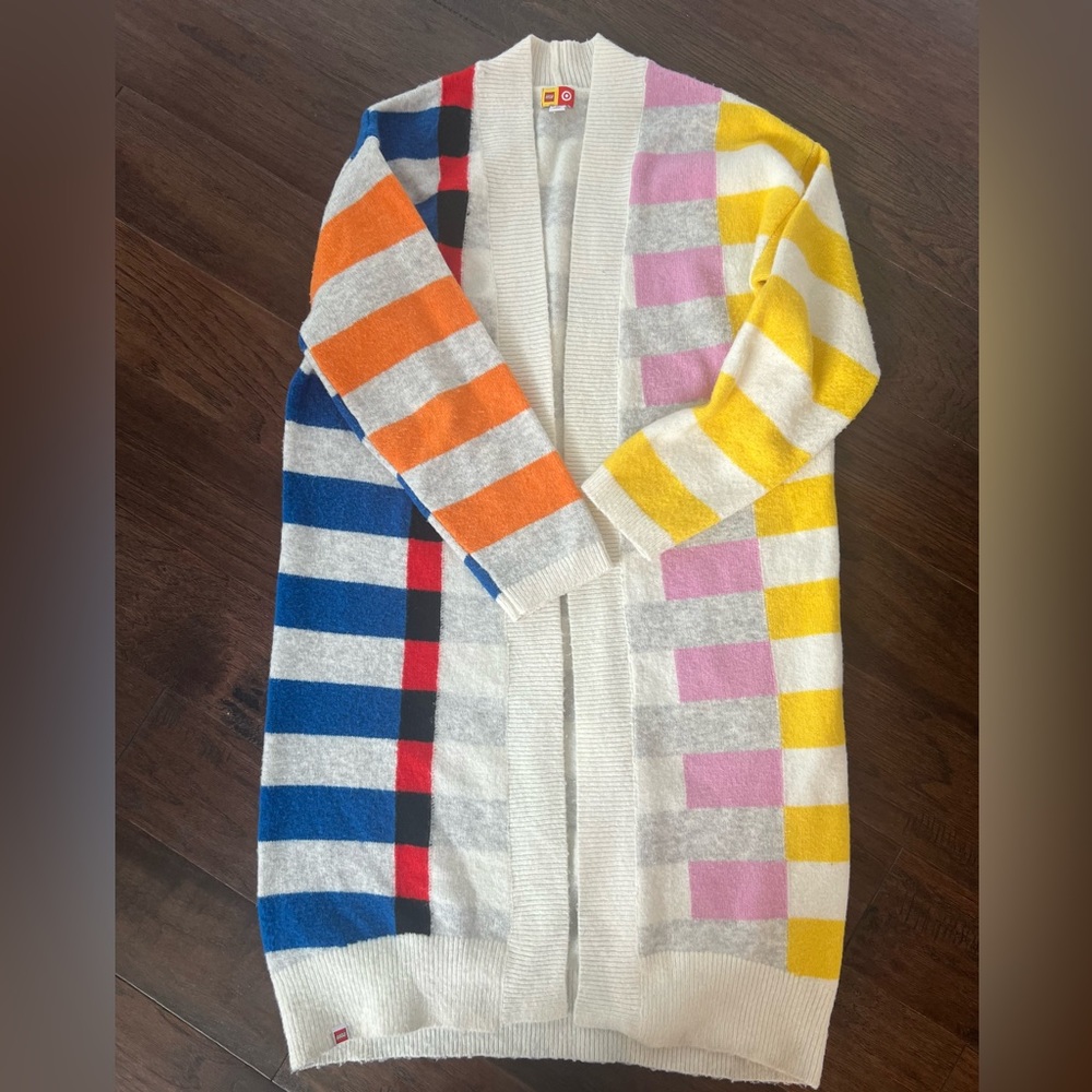Lego Women's Color Block open front long, Cardigan sweater.